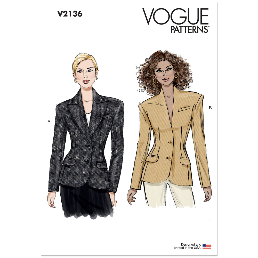 VOGUE V2136 Misses Jacket with and without Collar