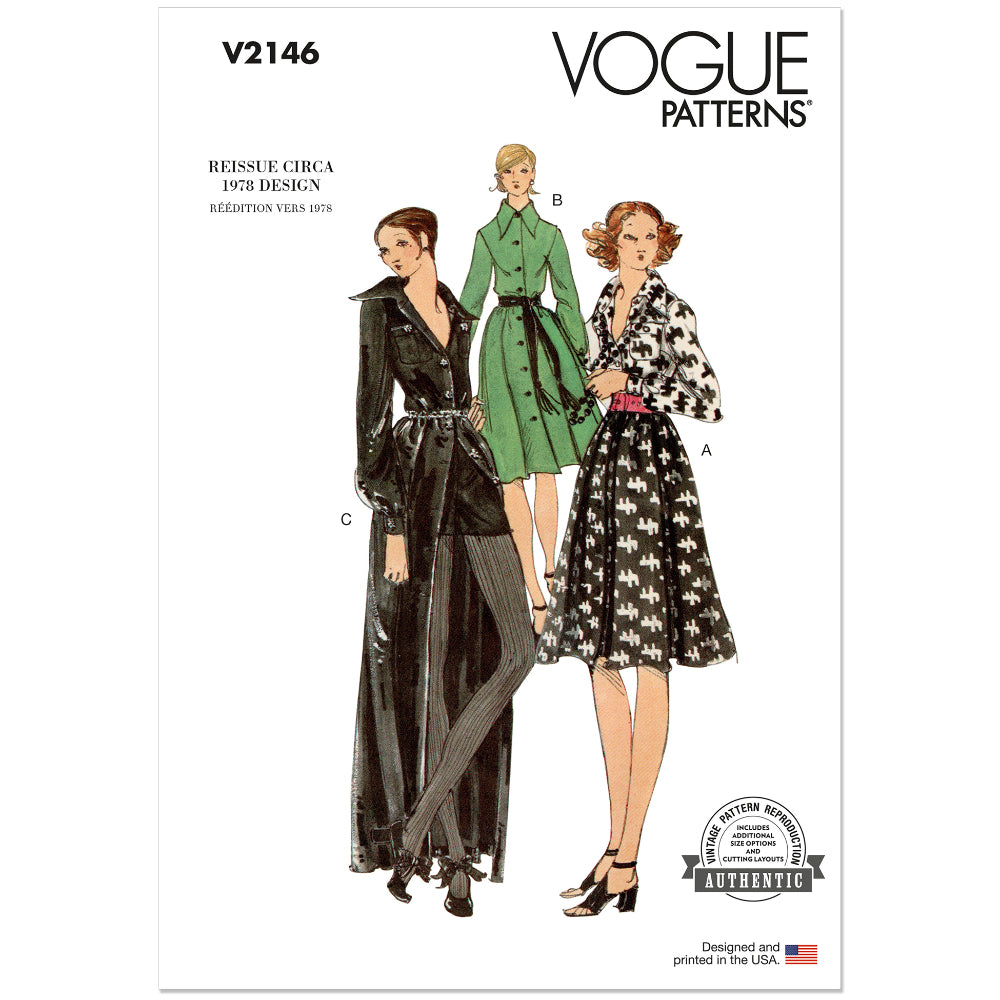 VOGUE V2146 Misses Vintage Dress in Two Lengths and Shorts