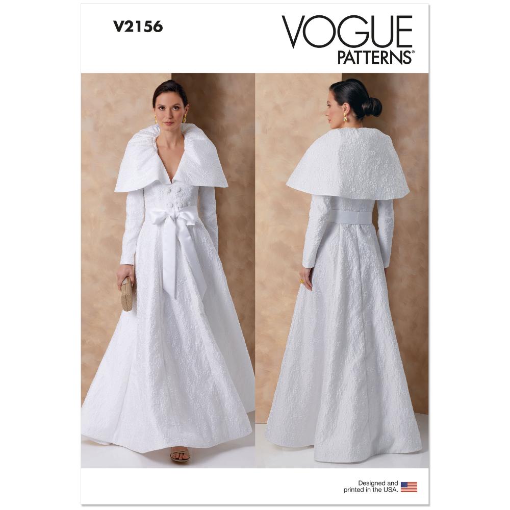 VOGUE V2156 Portrait-Collar Evening Dress Pattern, Sizes 14-16-18-20-22