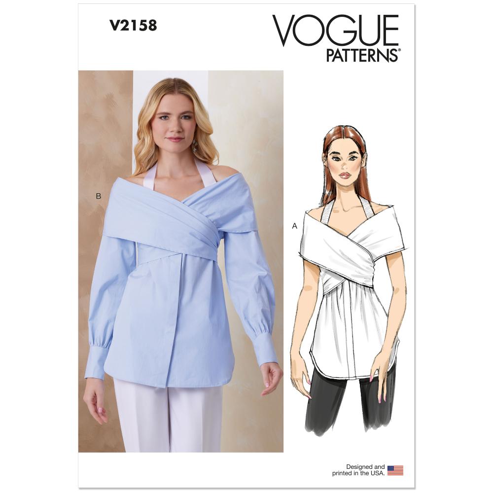 VOGUE V2158 Draped Top with Sleeve Variations Pattern, Sizes 16-18-20-22-24-26