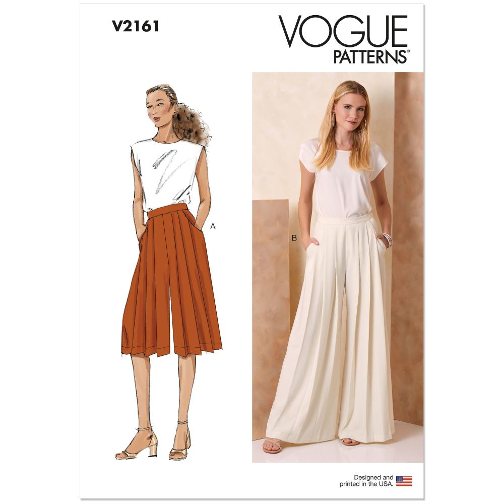 VOGUE V2161 Pleated High-Waist Pants, Two Lengths Pattern, Sizes 14-16-18-20-22