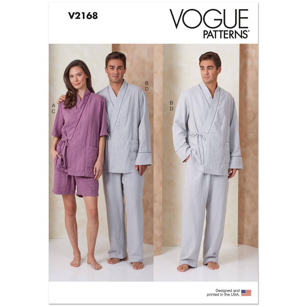 VOGUE V2168 Unisex Robe, Pajama Pants & Shorts Pattern, Sizes XS-S-M-L-XL-XXL