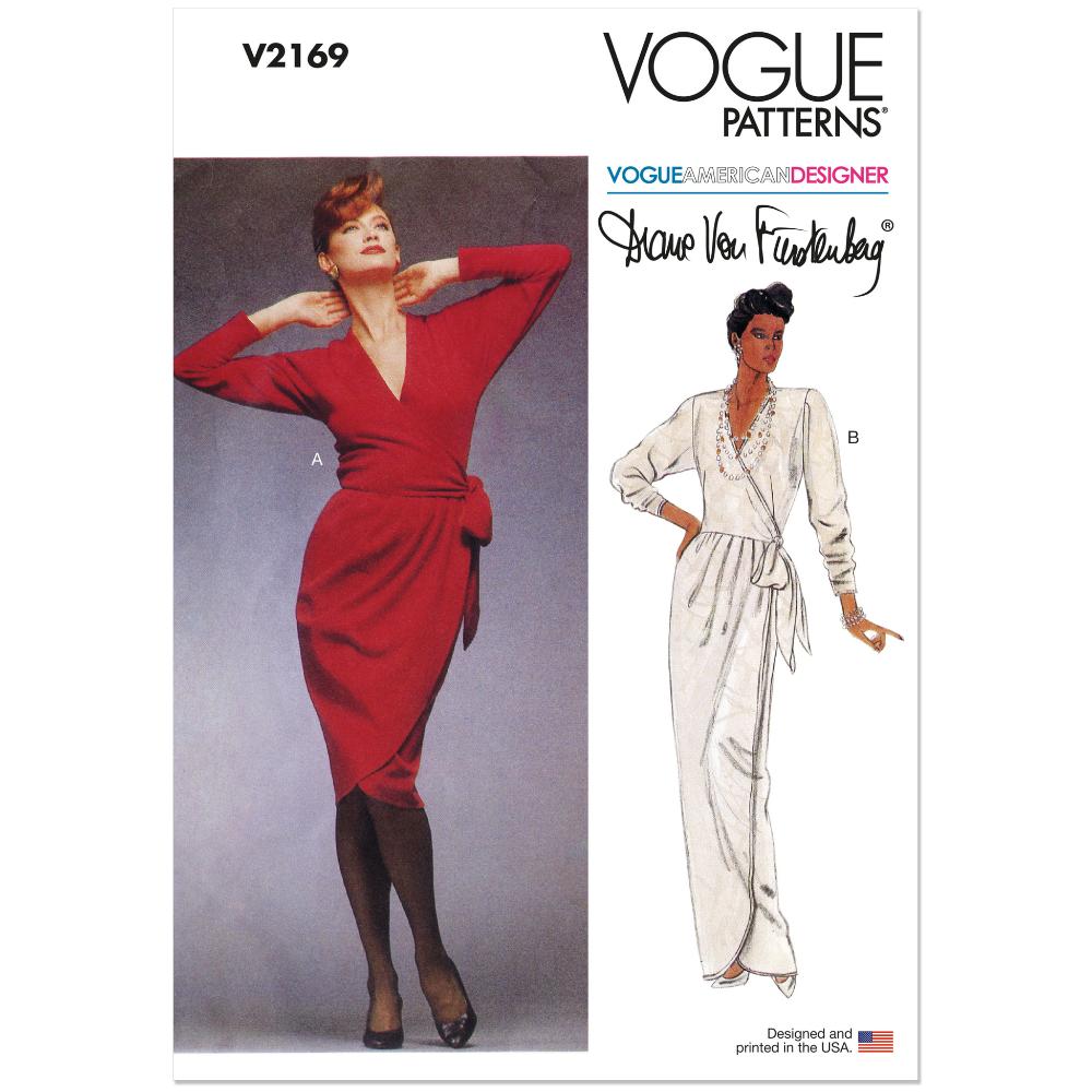 VOGUE V2169 Vintage Diane von Furstenberg Wrap Dress Pattern, Sizes 18-20-22-24-26
