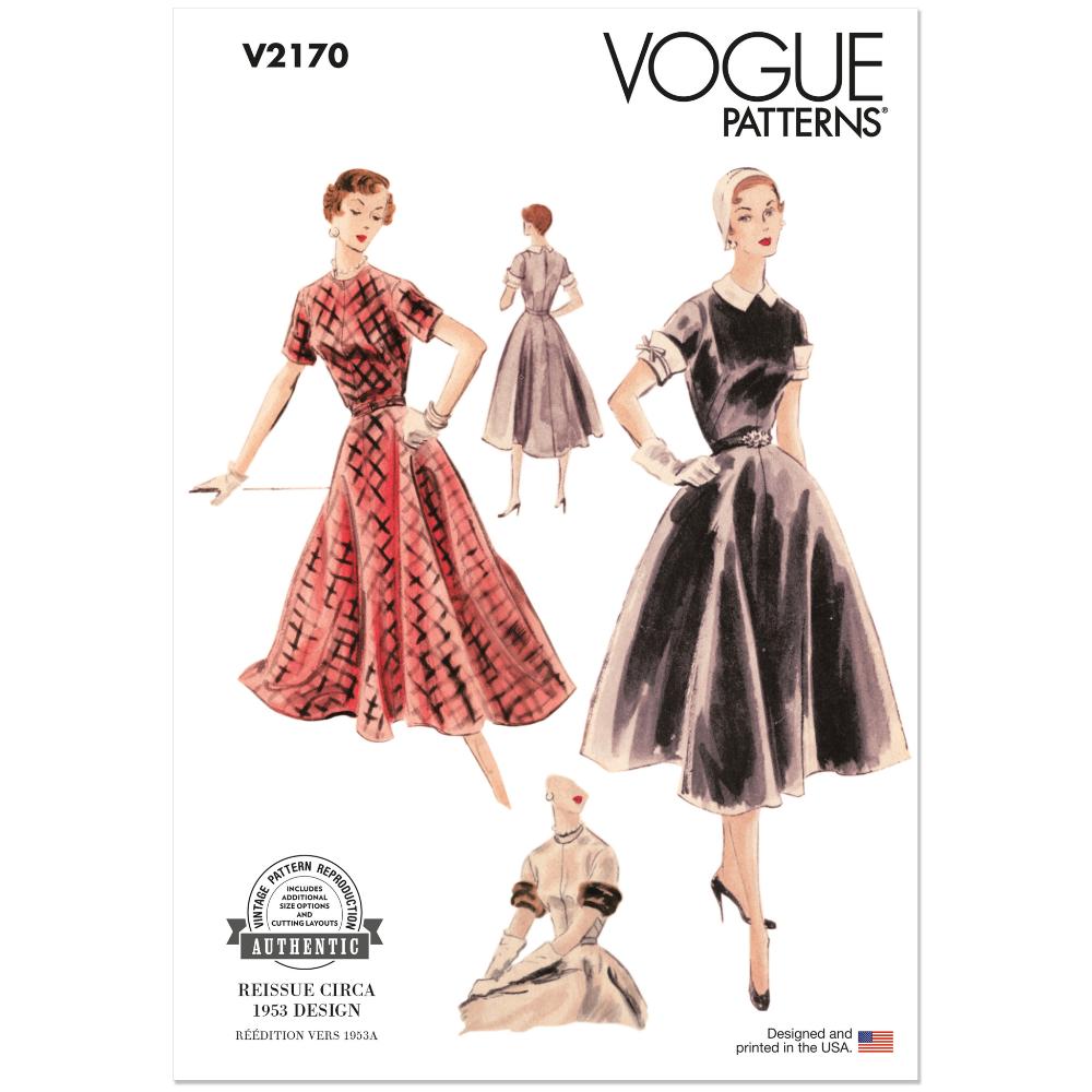 VOGUE V2170 Vintage Dress Pattern, Sizes 10-12-14-16-18
