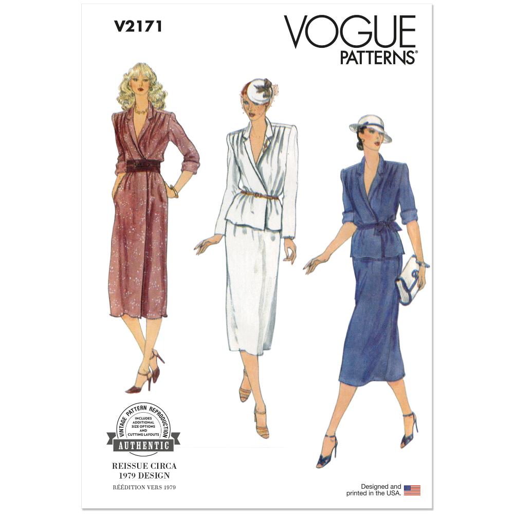 VOGUE V2171 Vintage Dress, Top & Skirt Pattern, Sizes 18-20-22-24-26