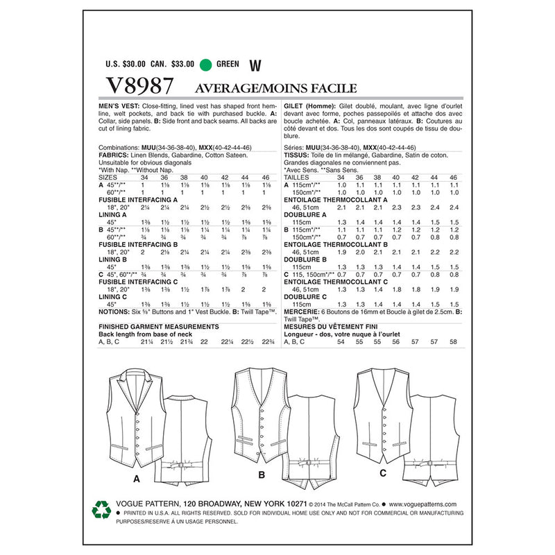 VOGUE V8987 Vest
