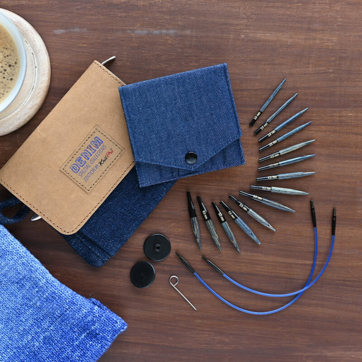 KNITPRO Indigo Wood Mini Interchangeable Needle Set 5 cm (2 in), product code 20645