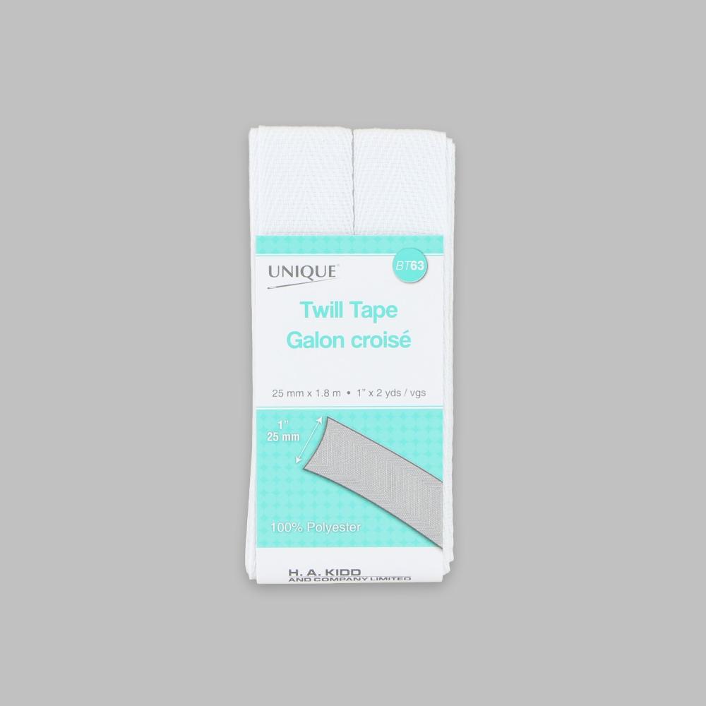 UNIQUE Twill Tape — 25 mm × 180 cm — White