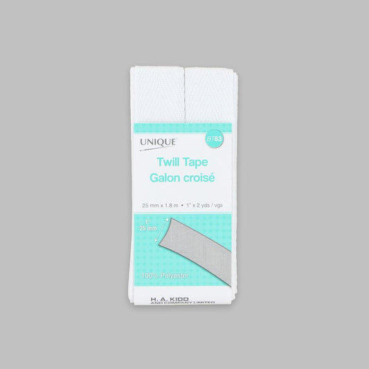 UNIQUE Twill Tape — 25 mm × 180 cm — White