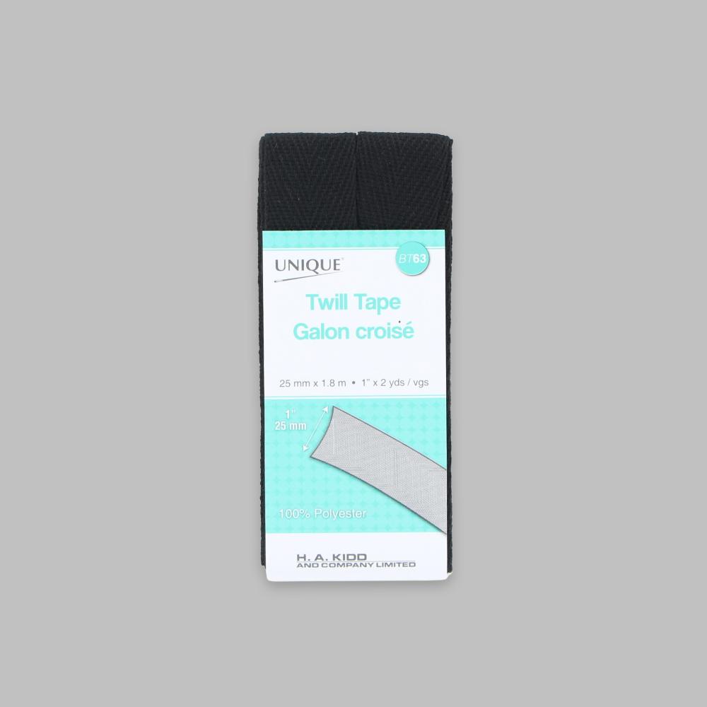 UNIQUE Twill Tape — 25 mm × 180 cm — Black