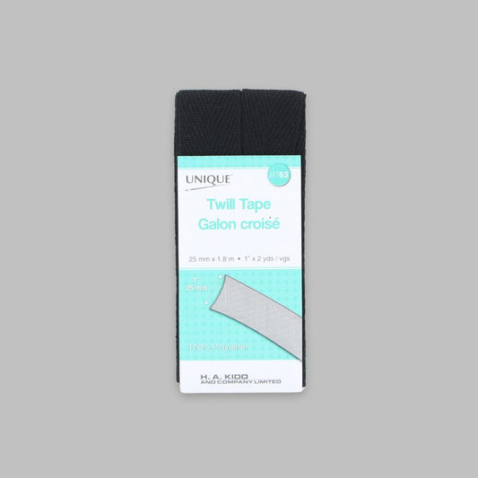 UNIQUE Twill Tape — 25 mm × 180 cm — Black