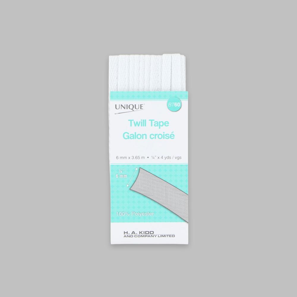 UNIQUE Twill Tape — 6 mm × 365 cm — White