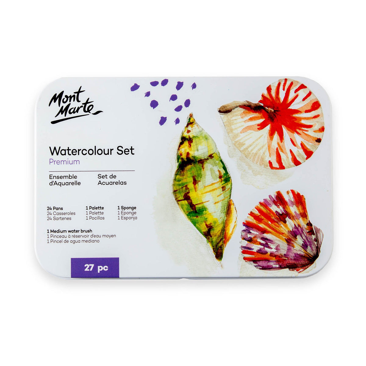 MONT MARTE Watercolour Set in Tin - 27 pcs