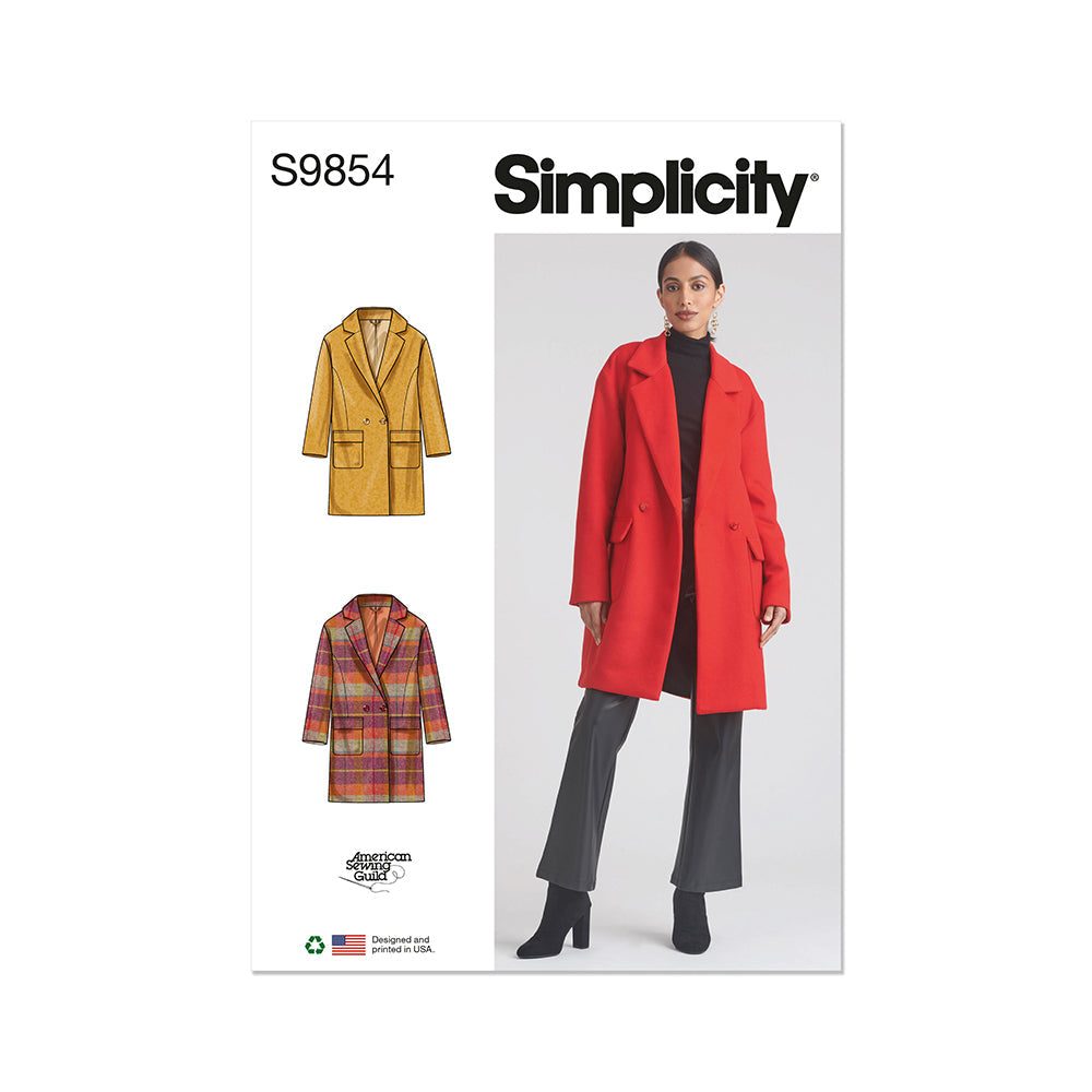SIMPLICITY S9854 Misses' Lined Coat for American Sewing Guild
