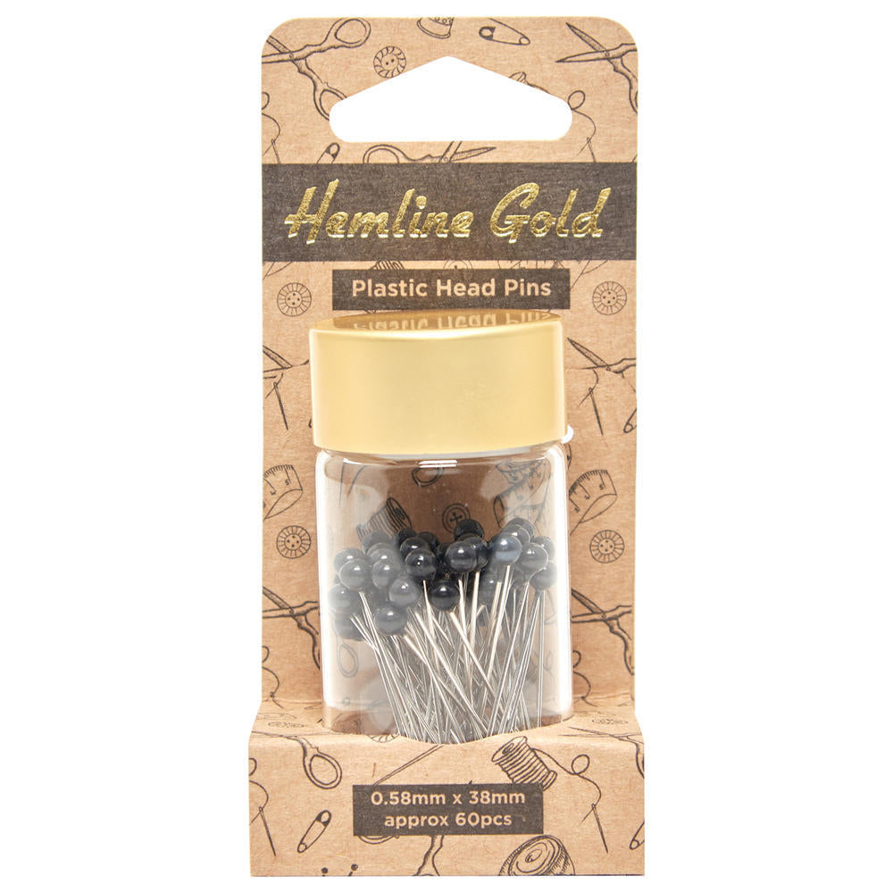 HEMLINE GOLD Plastic Headed Pins (Black)