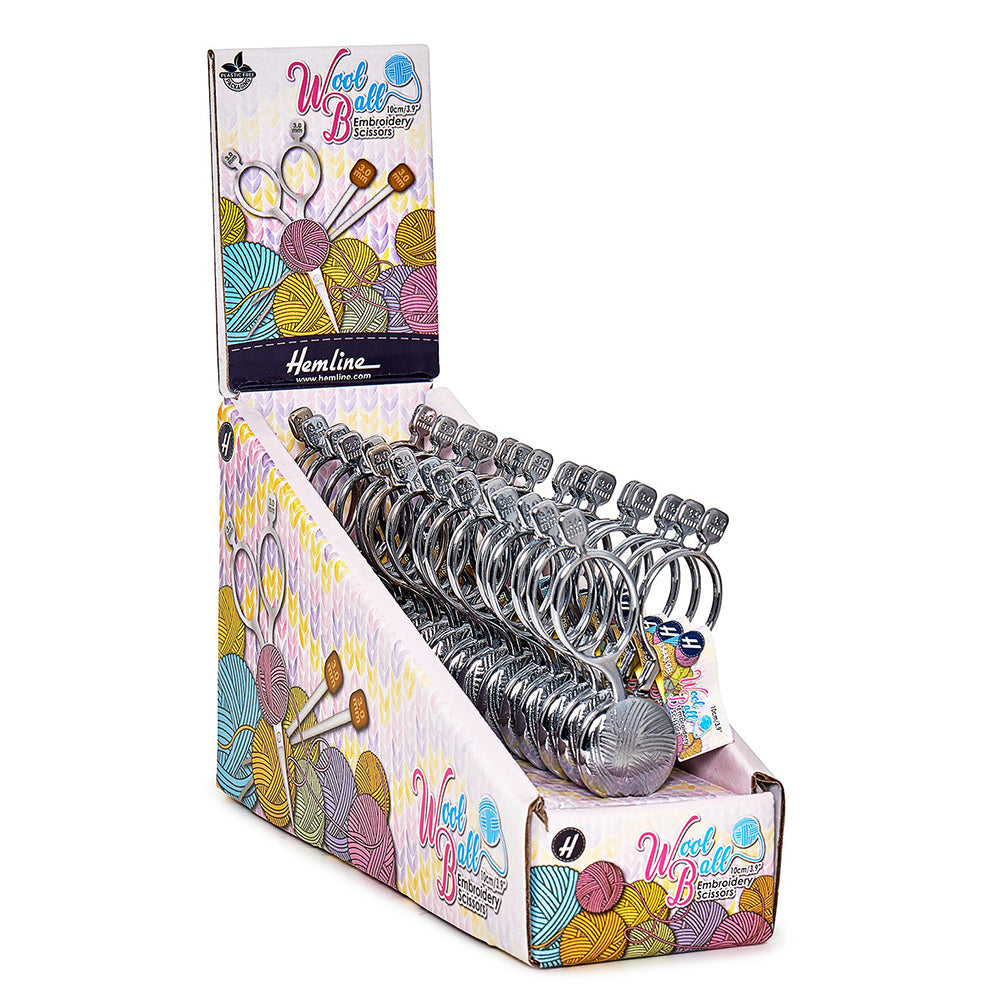 HEMLINE Yarn Ball 4" (10cm) Scissors Display - 15 pcs