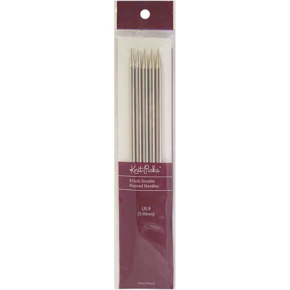 KNIT PICKS Nickel Plated Double Point Knitting Needles 20cm (8") - Set of 5 - 5.5mm/US 9