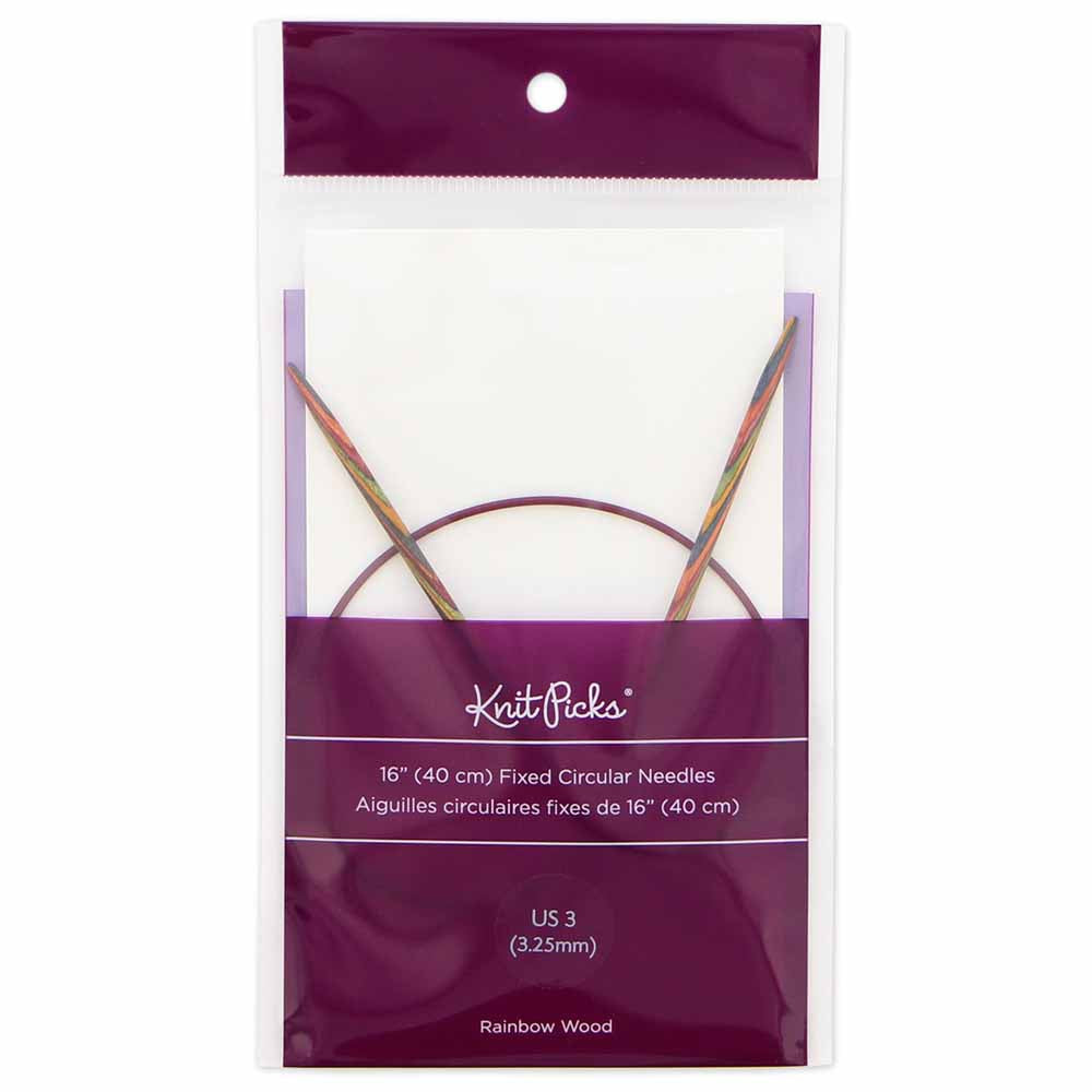 KNIT PICKS Rainbow Wood Circular Knitting Needles - 40 cm/16" - 3.25mm/US 3