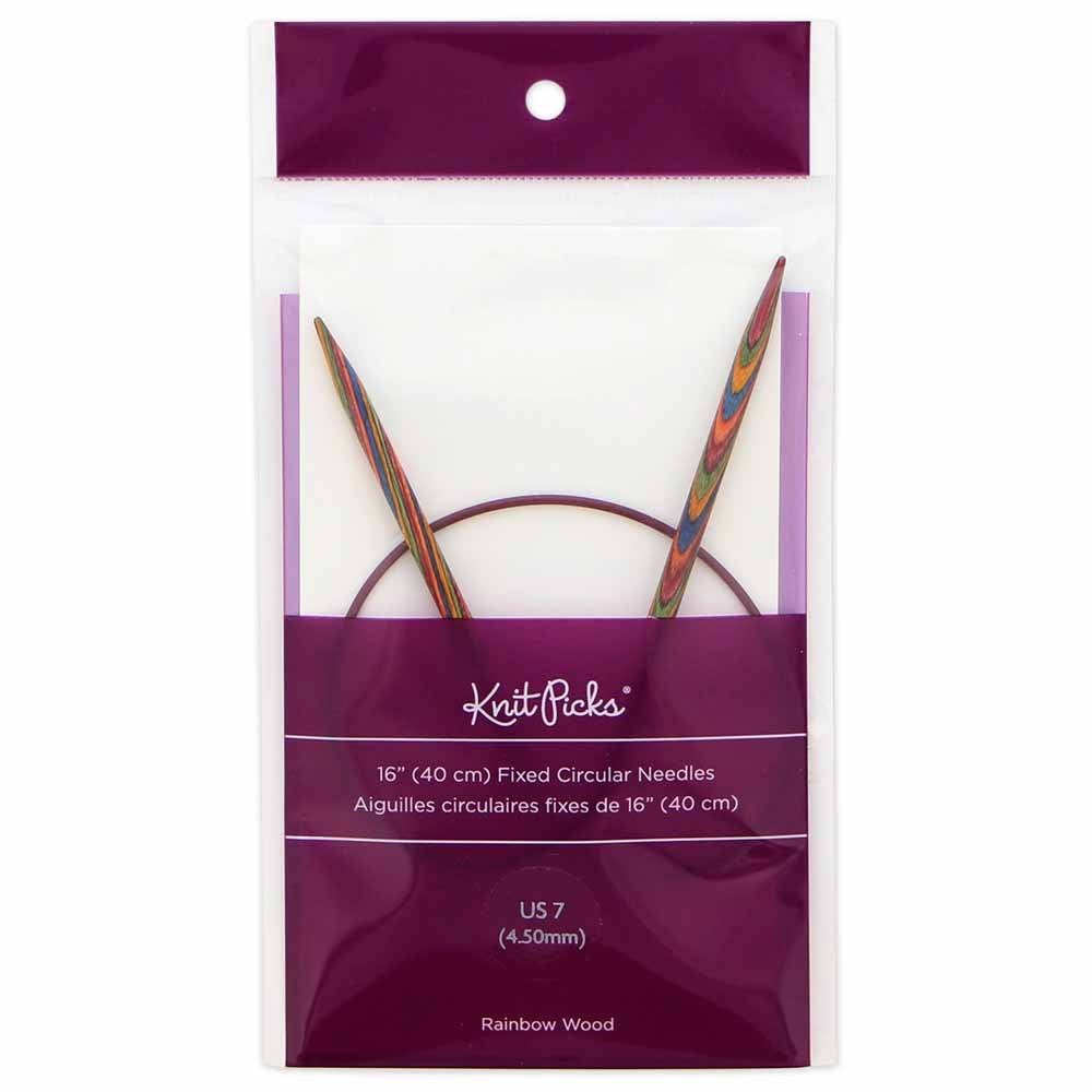 KNIT PICKS Rainbow Wood Circular Knitting Needles - 40 cm/16" - 4.5mm/US 7