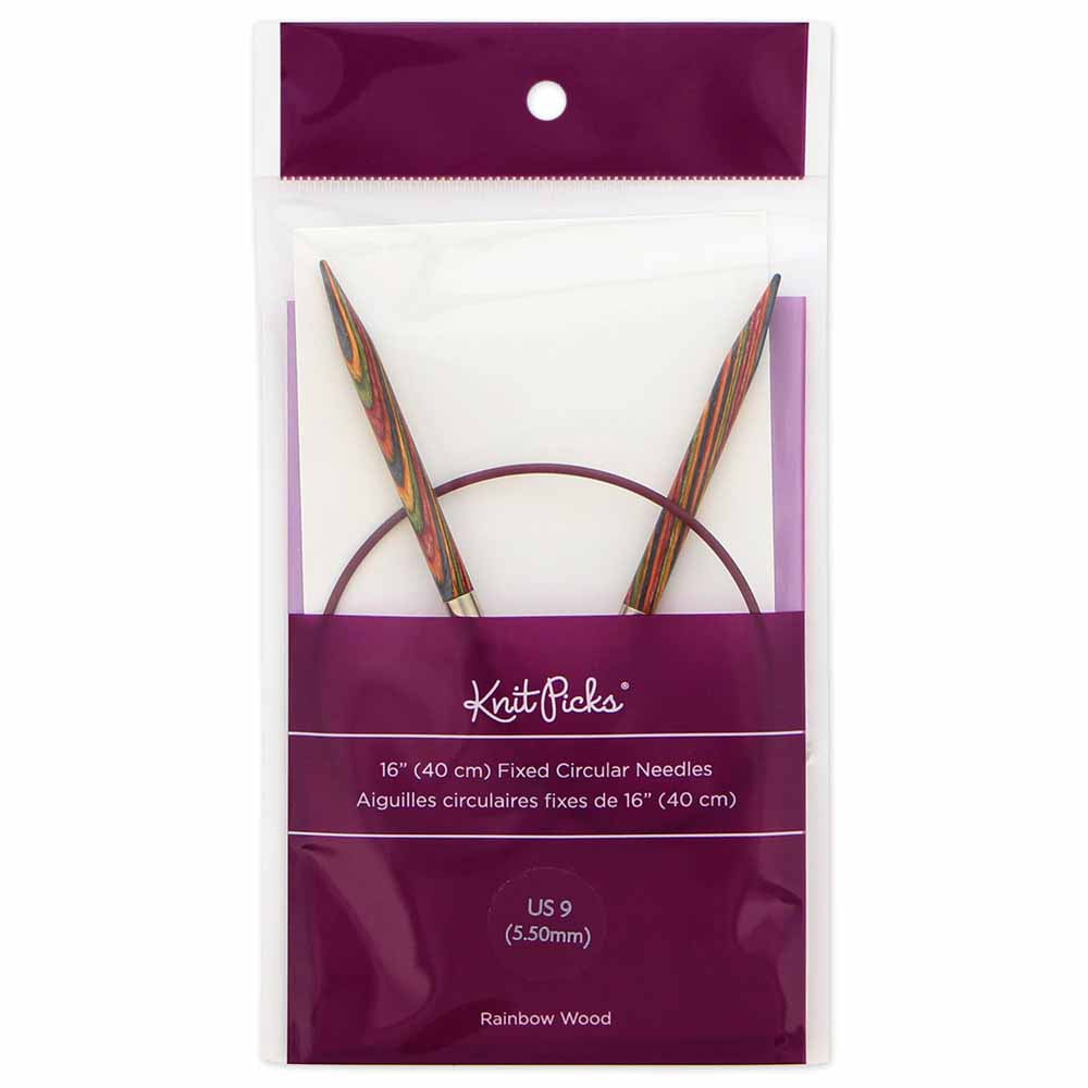 KNIT PICKS Rainbow Wood Circular Knitting Needles - 40 cm/16" - 5.5mm/US 9