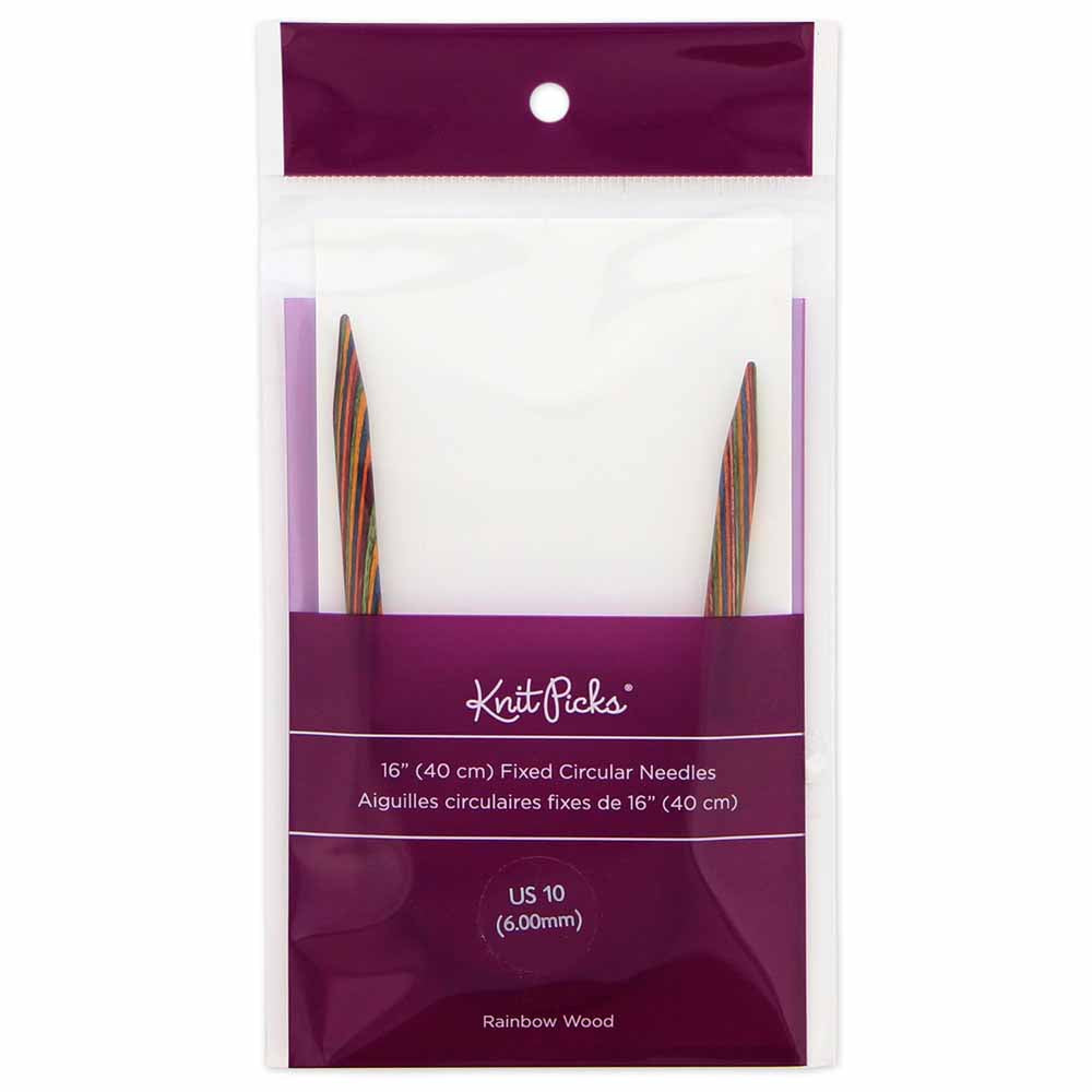 KNIT PICKS Rainbow Wood Circular Knitting Needles - 40 cm/16" - 6mm/US 10