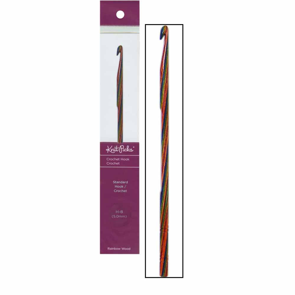 KNIT PICKS Rainbow Wood Crochet Hooks 15cm (6") - 5mm/US H-8