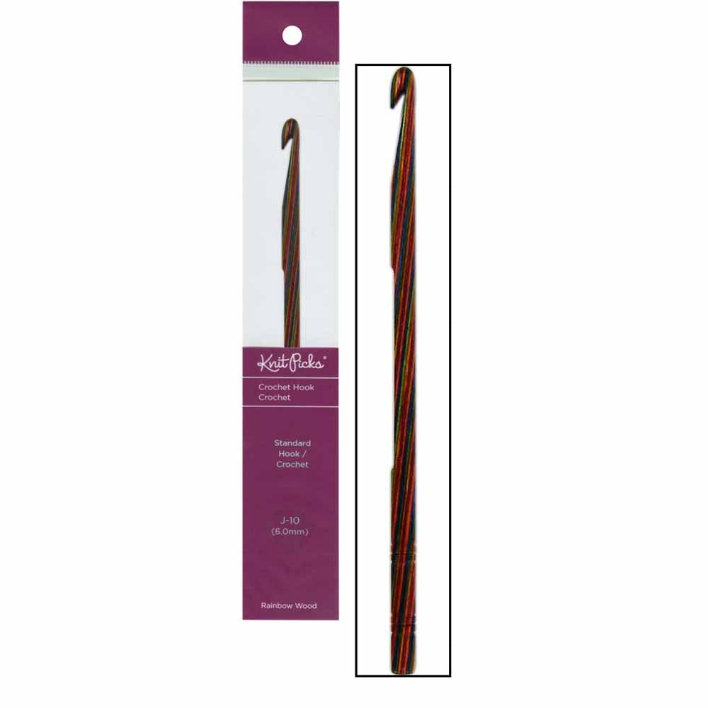 KNIT PICKS Rainbow Wood Crochet Hooks 15cm (6") - 6mm/US J-10