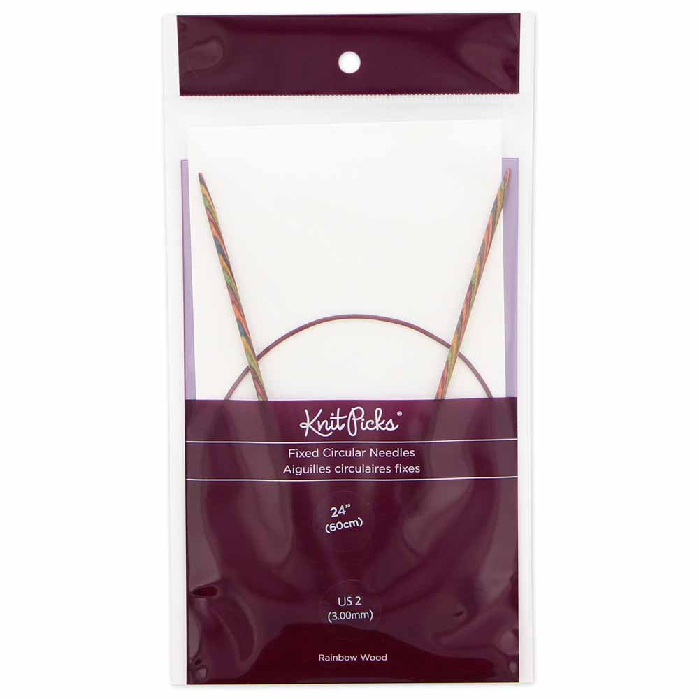 KNIT PICKS Rainbow Wood Circular Knitting Needles - 60 cm/24" - 3mm/US 2