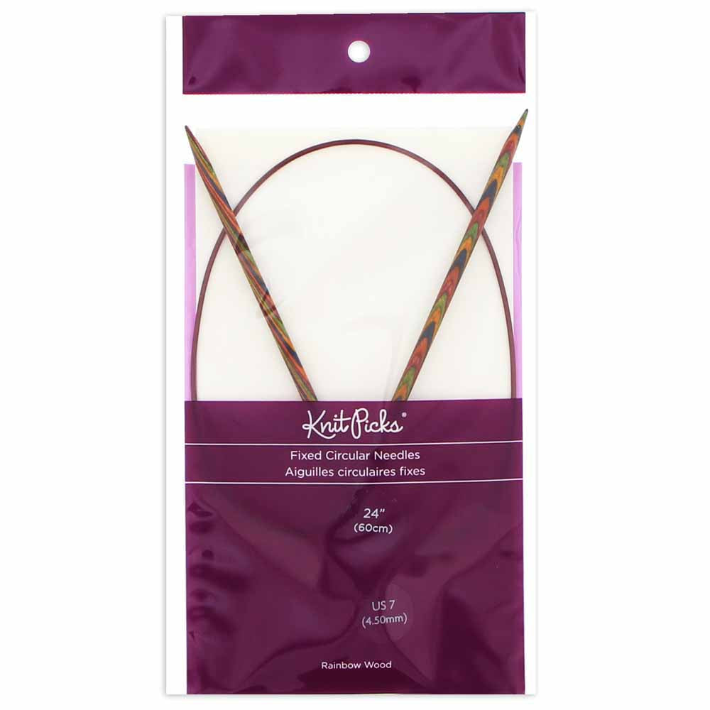 KNIT PICKS Rainbow Wood Circular Knitting Needles - 60cm (24") - 4.5mm/US 7