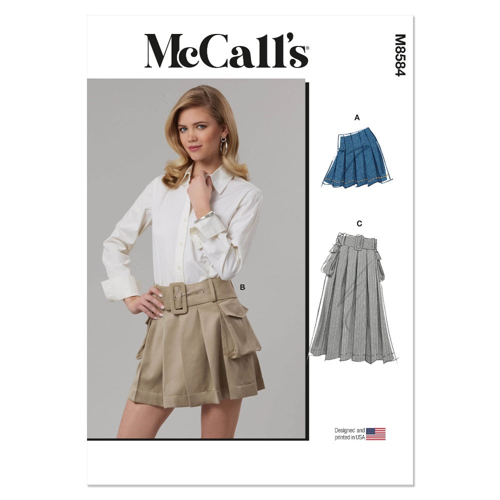 MCCALLS M8584 Misses' Skirt in two lengths and Belt