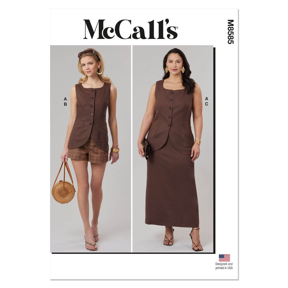 MCCALLS M8585 Misses' and Women's Top, Shorts and Skirt with Petite Lines