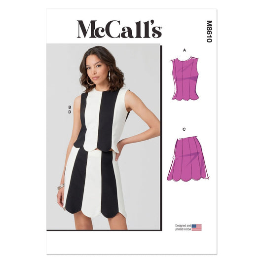 McCalls M8610 Misses' Fitted Knit Top and Skirt
