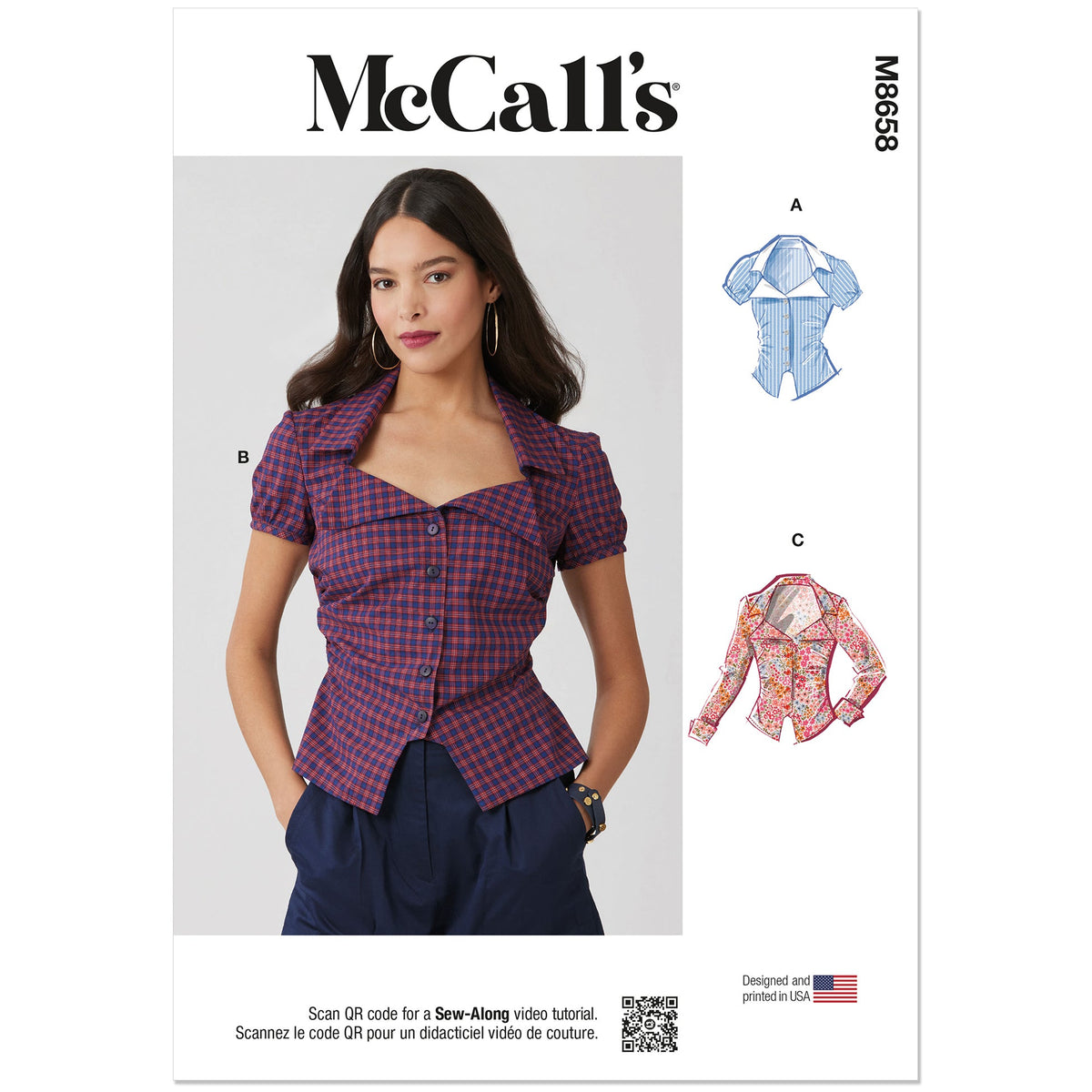 MCCALLS M8658 Misses' Woven Top Pattern, Sizes 16-18-20-22-24-26