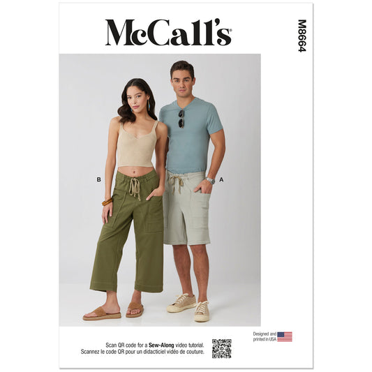 MCCALLS M8664 Unisex Shorts and Pants Pattern, Sizes XS-S-M-L-XL-XXL