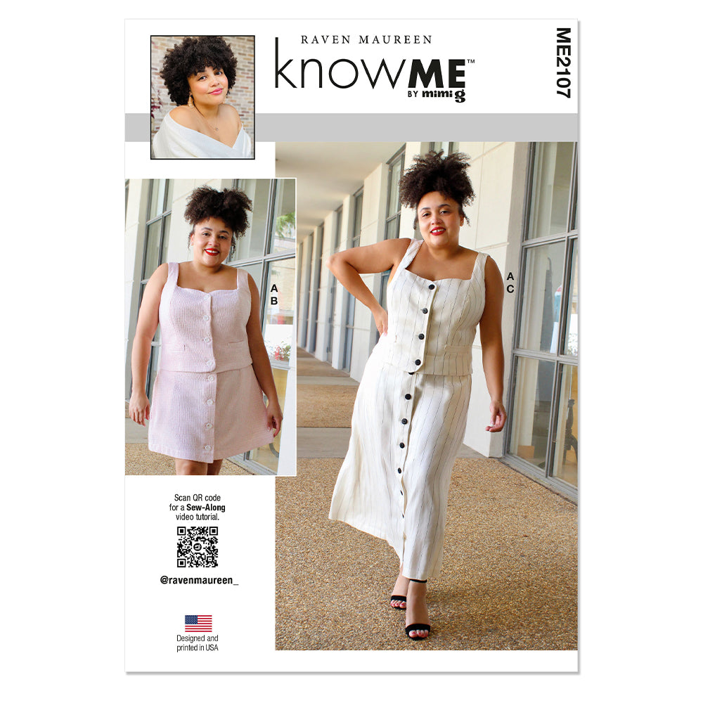 KNOW ME ME2107 Misses' and Miss Petite Top and Skirt in Two Lengths by Raven Maureen