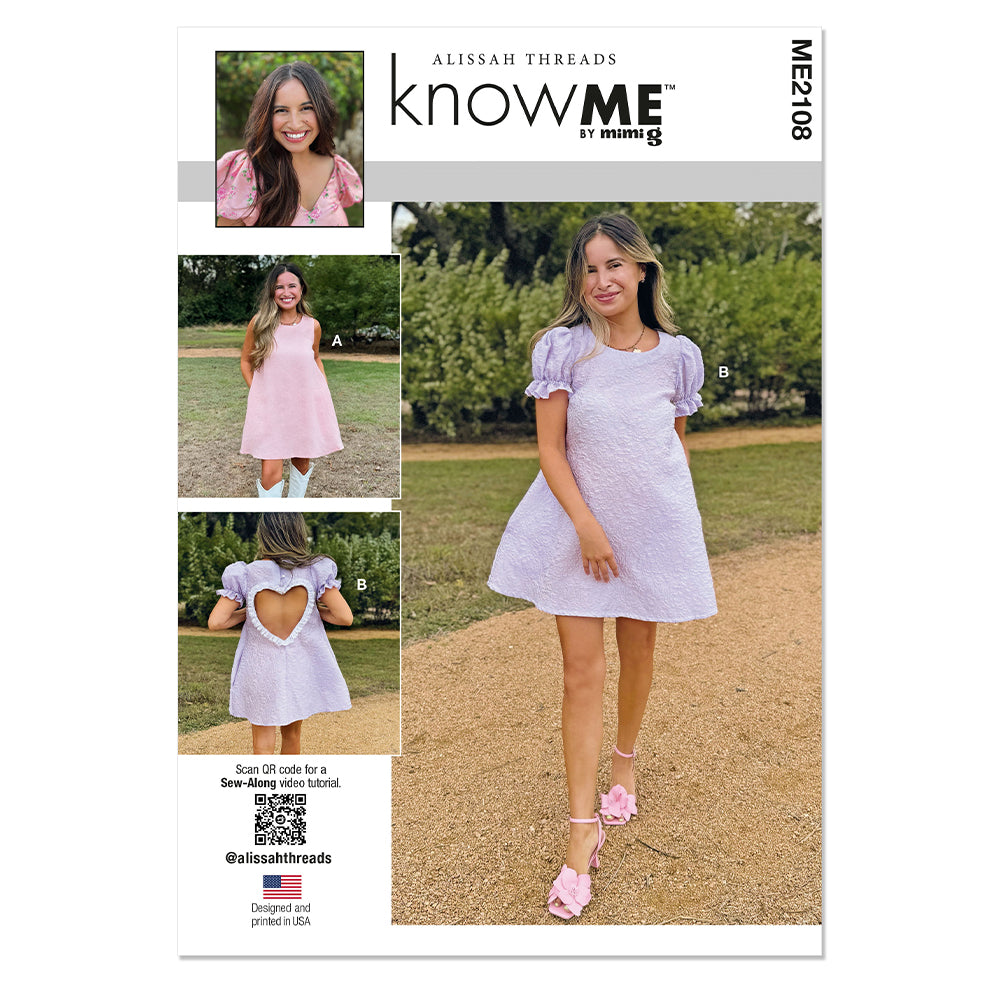 KNOW ME ME2108 Misses' Dress with Sleeve Variations by Alissah Threads