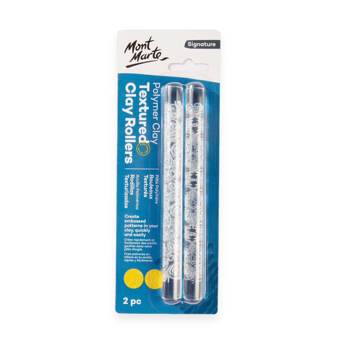 MONT MARTE Polymer Clay Textured Acrylic Clay Rollers - 2 pcs