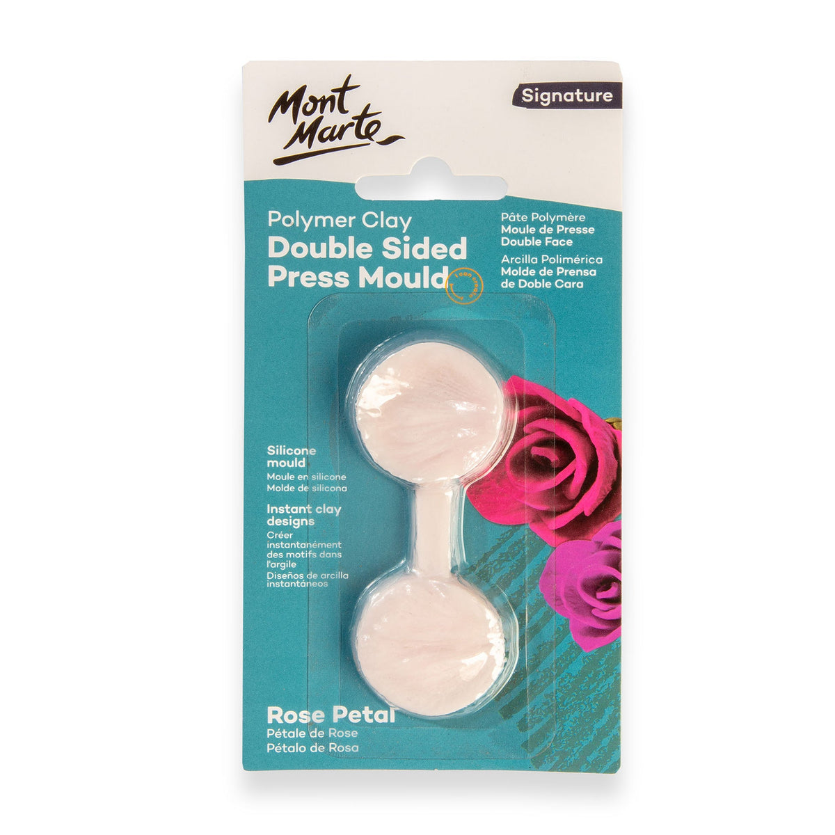 MONT MARTE Polymer Clay Double Sided Press Mould - Rose Petal 1 pc
