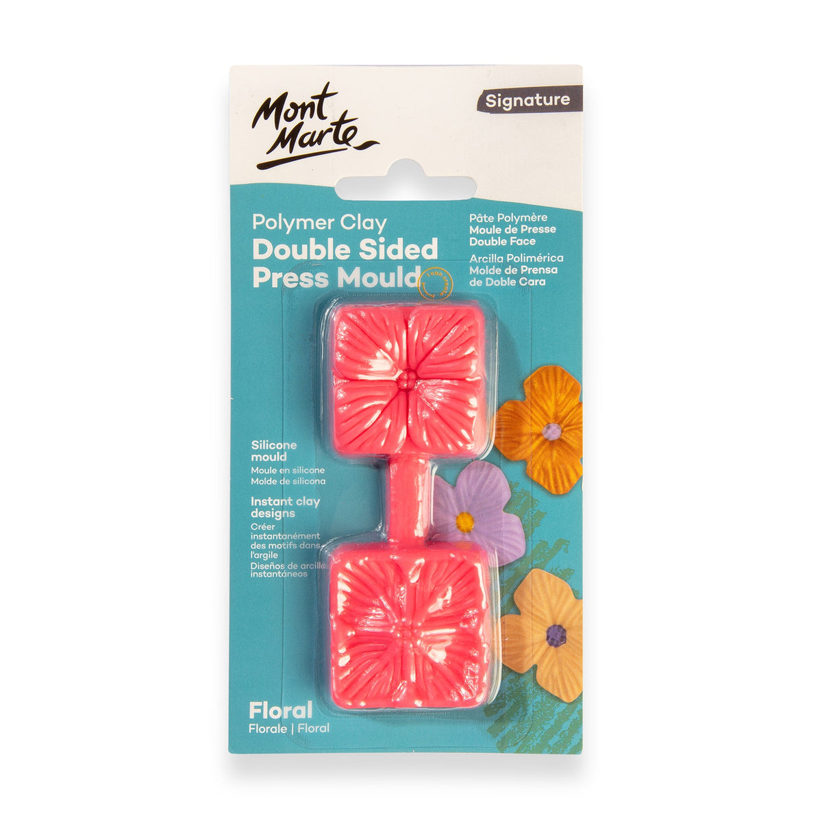 MONT MARTE Polymer Clay Double Sided Press Mould - Floral 1 pc