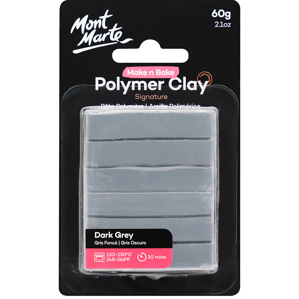 MONT MARTE Make n Bake Polymer Clay 60g (2.1oz) - Dark Grey 1 pc