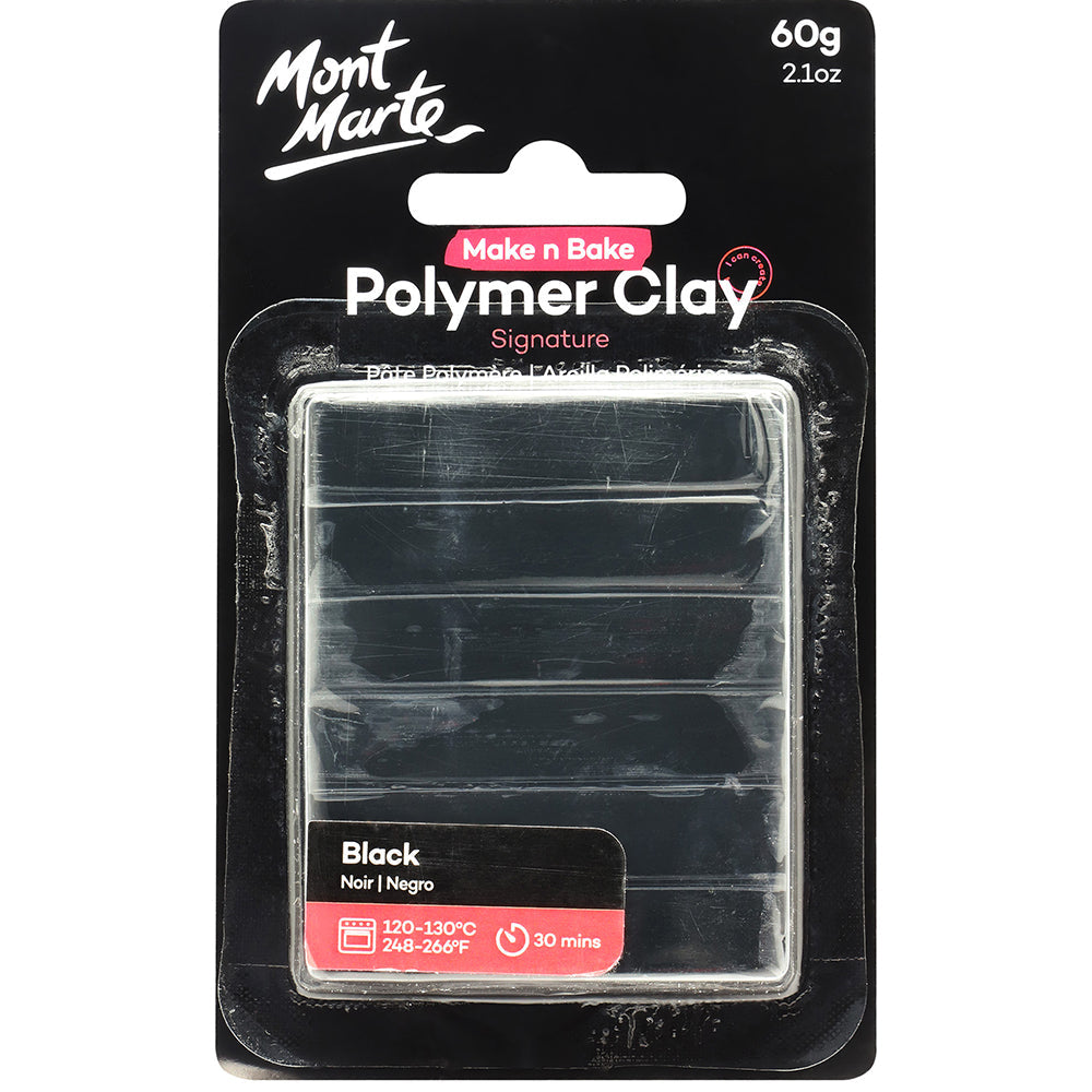MONT MARTE Make n Bake Polymer Clay 60g (2.1oz) - Black 1 pc