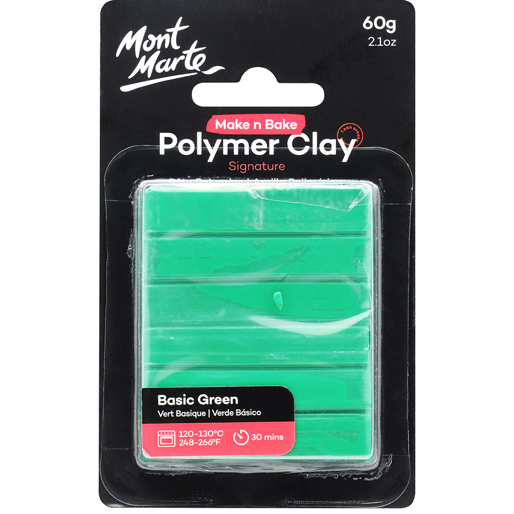 MONT MARTE Make n Bake Polymer Clay 60g (2.1oz) - Basic Green 1 pc
