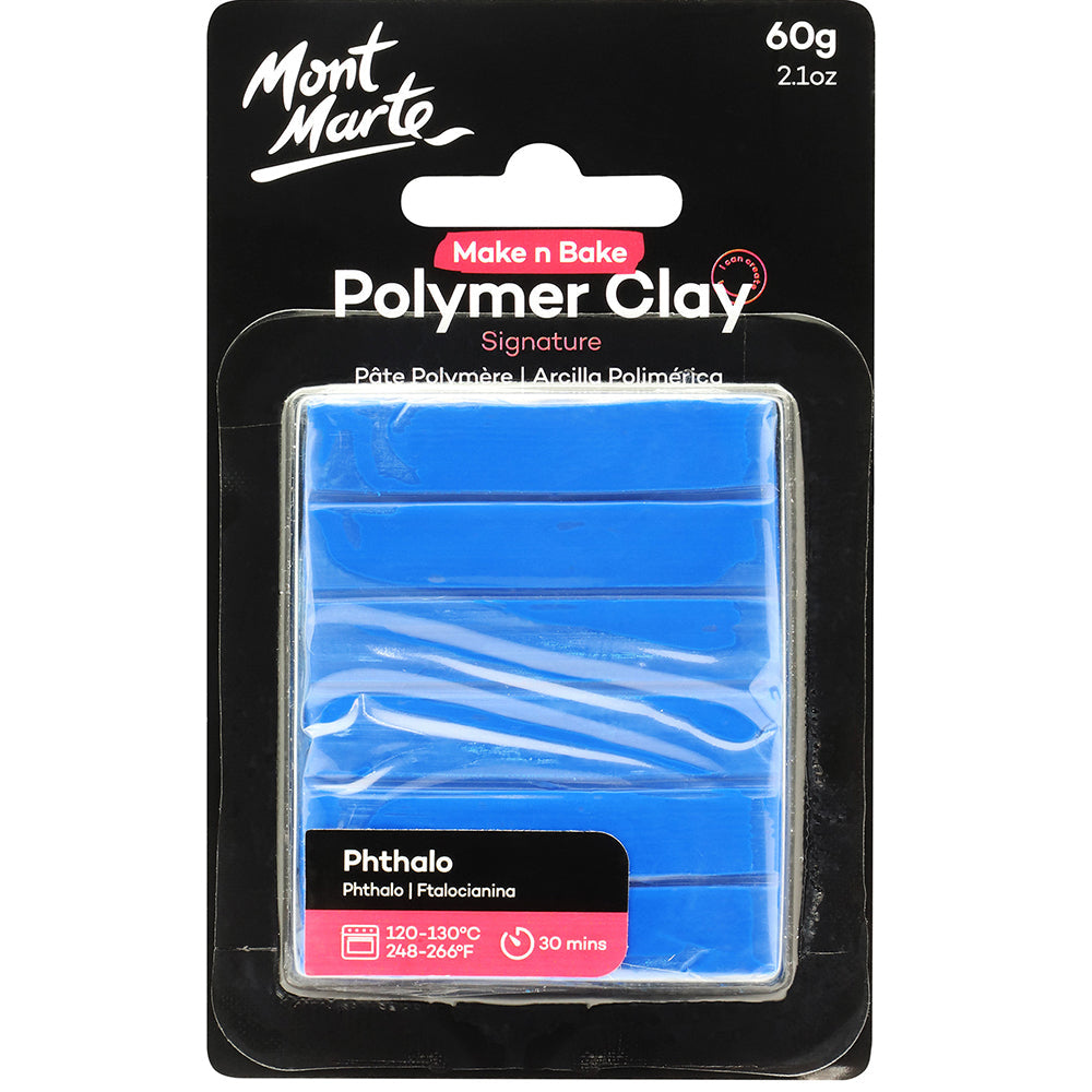MONT MARTE Make n Bake Polymer Clay 60g (2.1oz) - Phthalo 1 pc