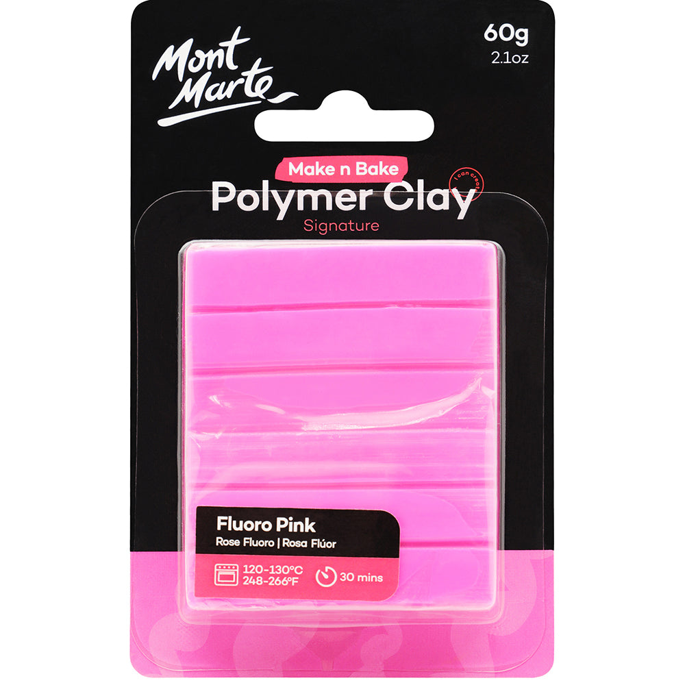 MONT MARTE Make n Bake Polymer Clay 60g (2.1oz) - Fluoro Pink 1 pc