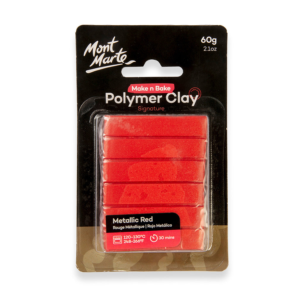 MONT MARTE Make n Bake Polymer Clay 60g (2.1oz) - Metallic Red 1 pc