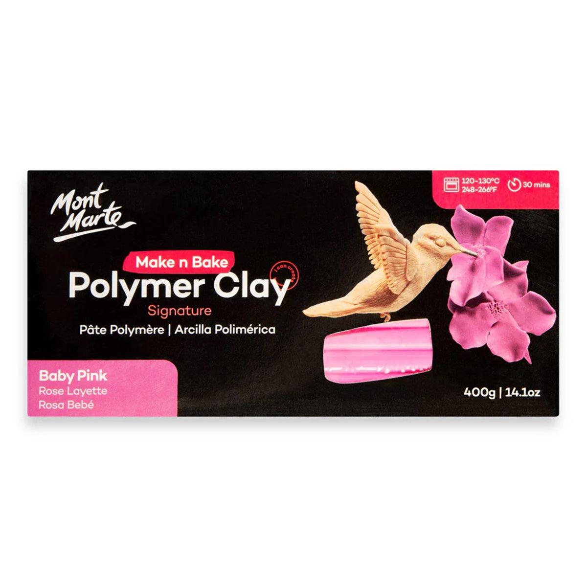 MONT MARTE Make n Bake Polymer Clay 400g (14.1oz) - Baby Pink 1 pc
