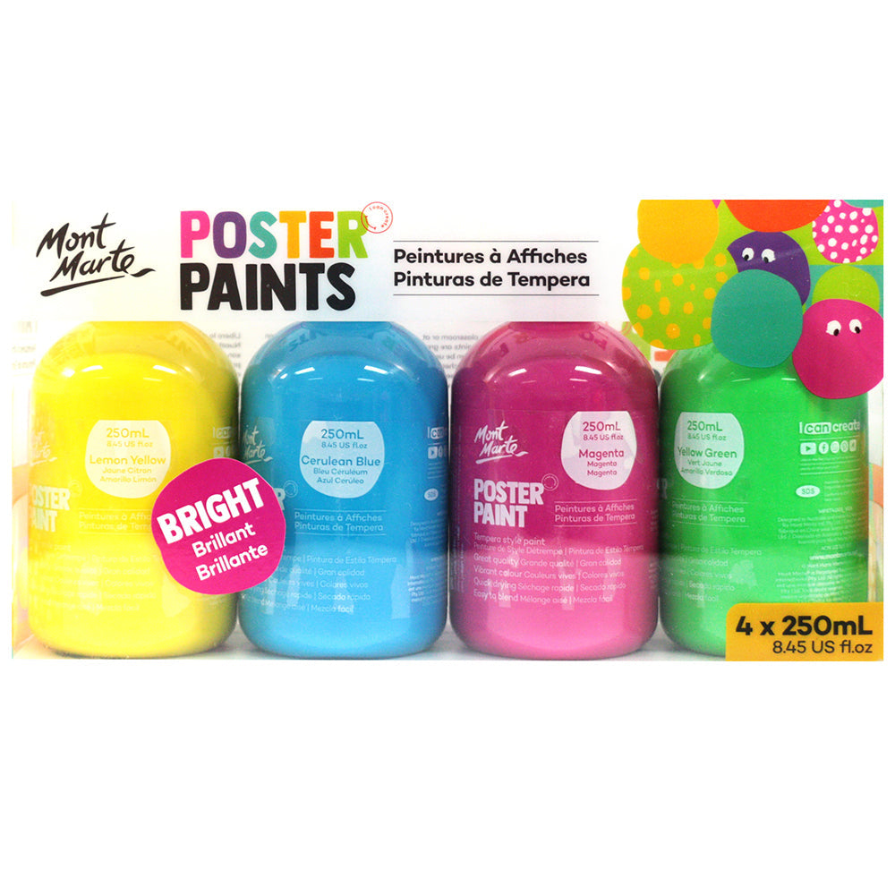 MONT MARTE Poster Paint 250ml - 4pcs - Bright