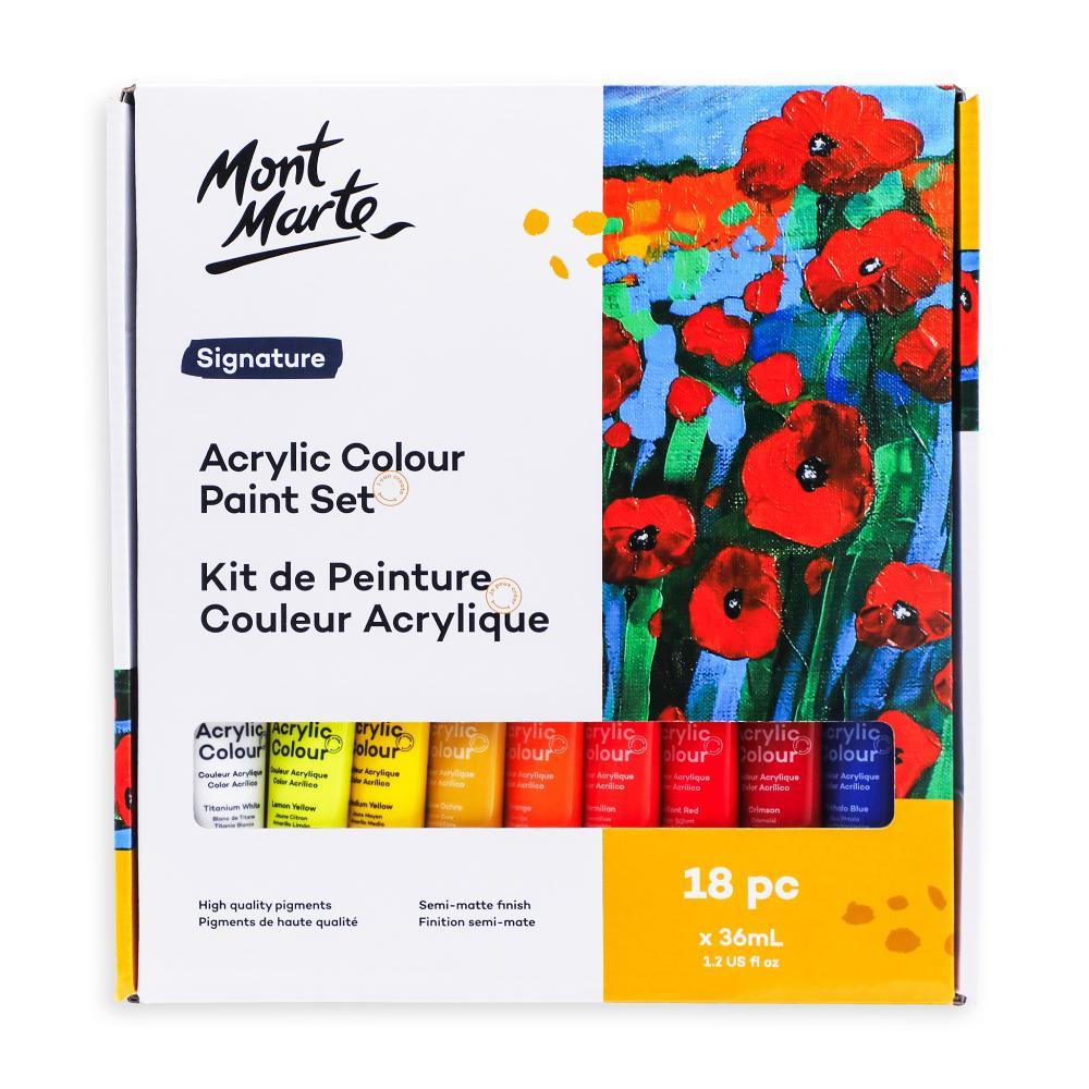 MONT MARTE Signature Acrylic Paint Set - 18pcs x 36ml (1.2oz)