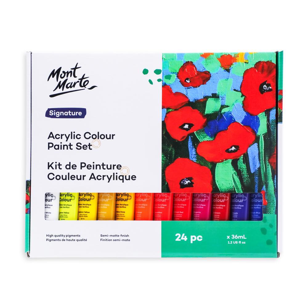 MONT MARTE signature acrylic colour paint set - 24pc x 36ml (1.25oz)