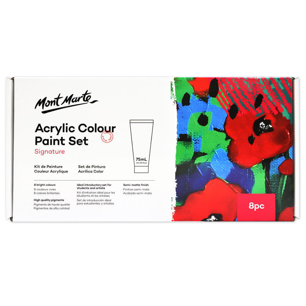 MONT MARTE Signature Acrylic Colour Paint Set - 75ml each - 8pcs